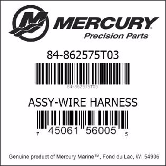 Bar codes for Mercury Marine part number 84-862575T03