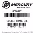Bar codes for Mercury Marine part number 862837T