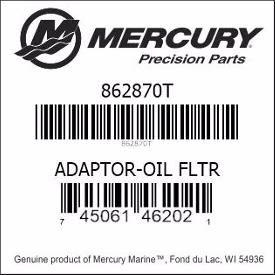 Bar codes for Mercury Marine part number 862870T