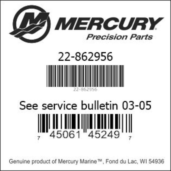 Bar codes for Mercury Marine part number 22-862956