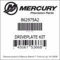 Bar codes for Mercury Marine part number 862975A2