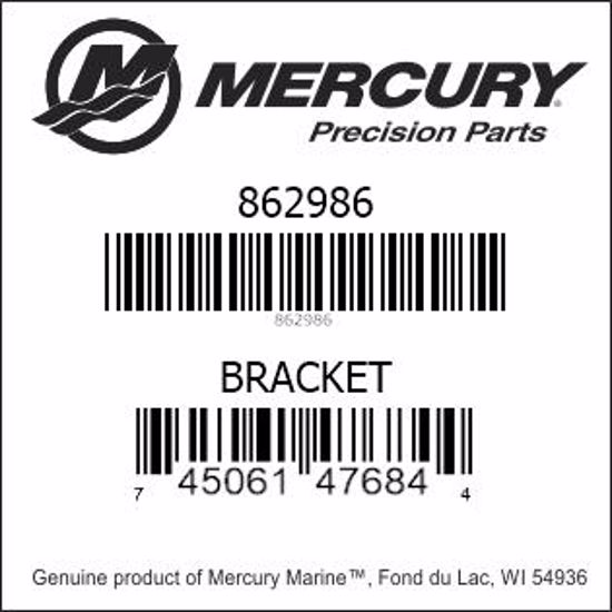 Bar codes for Mercury Marine part number 862986
