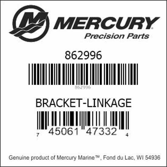 Bar codes for Mercury Marine part number 862996