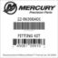 Mercury Marine part number 22-86306A01 FITTING KIT Bar codes for Mercury Marine part number 22-86306A01