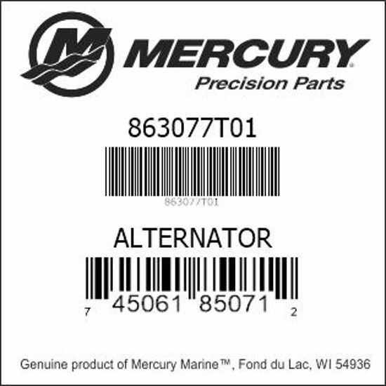 Bar codes for Mercury Marine part number 863077T01
