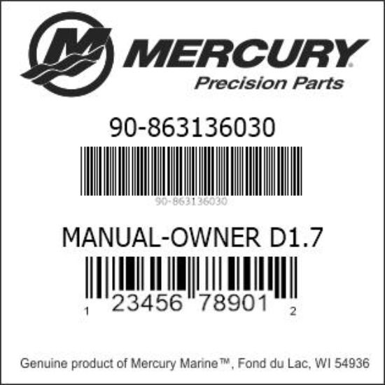 Bar codes for Mercury Marine part number 90-863136030