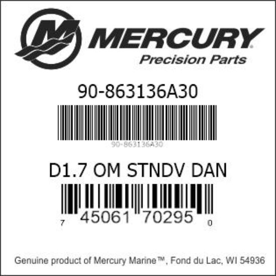 Bar codes for Mercury Marine part number 90-863136A30