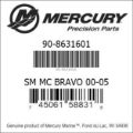 Bar codes for Mercury Marine part number 90-8631601