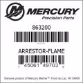 Bar codes for Mercury Marine part number 863200