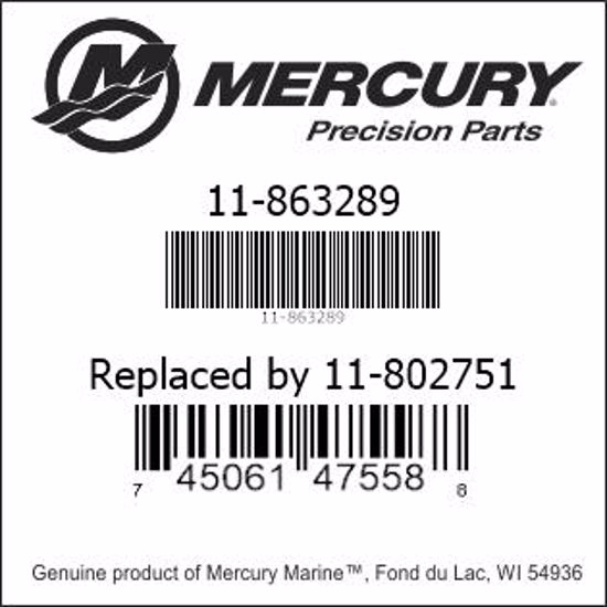 Bar codes for Mercury Marine part number 11-863289