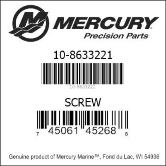 Bar codes for Mercury Marine part number 10-8633221