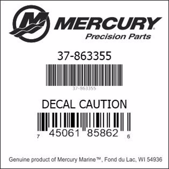 Bar codes for Mercury Marine part number 37-863355
