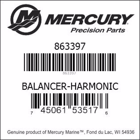 Bar codes for Mercury Marine part number 863397