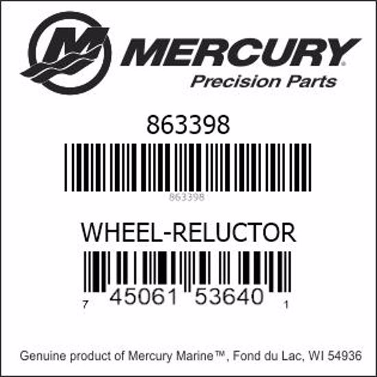 Bar codes for Mercury Marine part number 863398