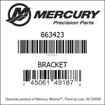 Mercury Marine part number 863423 BRACKET Bar codes for Mercury Marine part number 863423