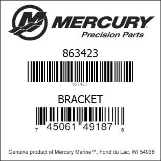 Bar codes for Mercury Marine part number 863423