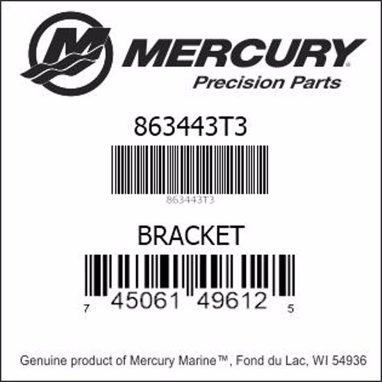 Bar codes for Mercury Marine part number 863443T3