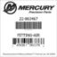 Mercury Marine part number 22-863467 FITTING-AIR Bar codes for Mercury Marine part number 22-863467