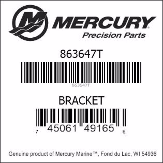 Bar codes for Mercury Marine part number 863647T