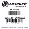 Bar codes for Mercury Marine part number 863660A2