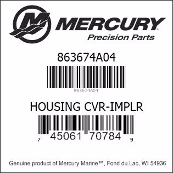 Bar codes for Mercury Marine part number 863674A04