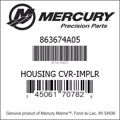 Bar codes for Mercury Marine part number 863674A05