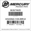 Bar codes for Mercury Marine part number 863674A05