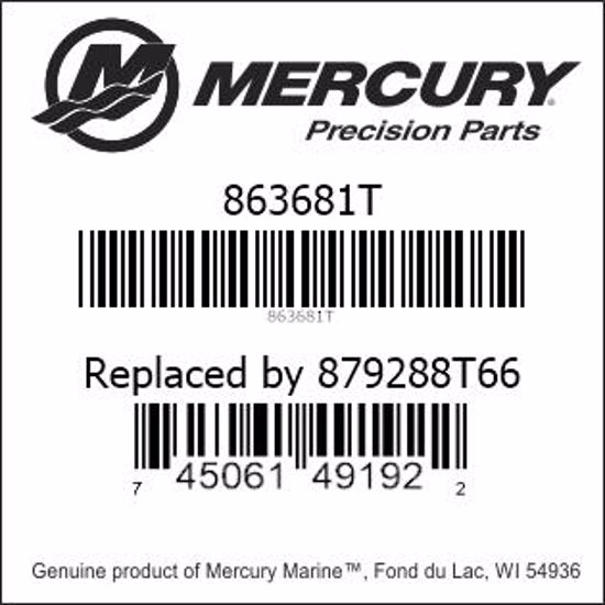Bar codes for Mercury Marine part number 863681T