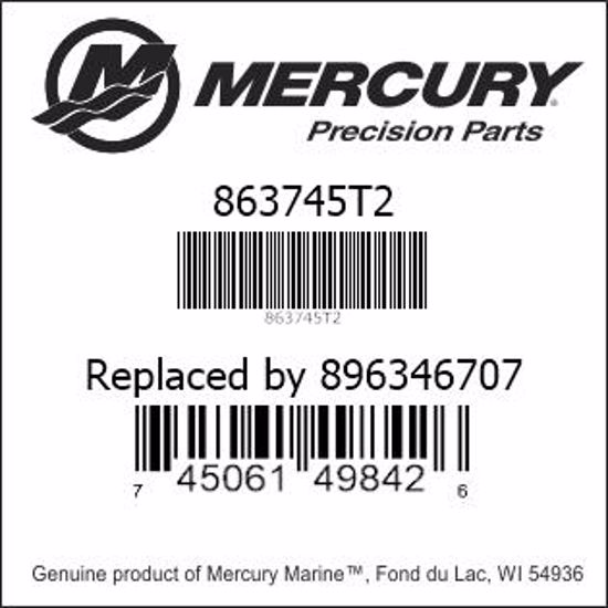 Bar codes for Mercury Marine part number 863745T2