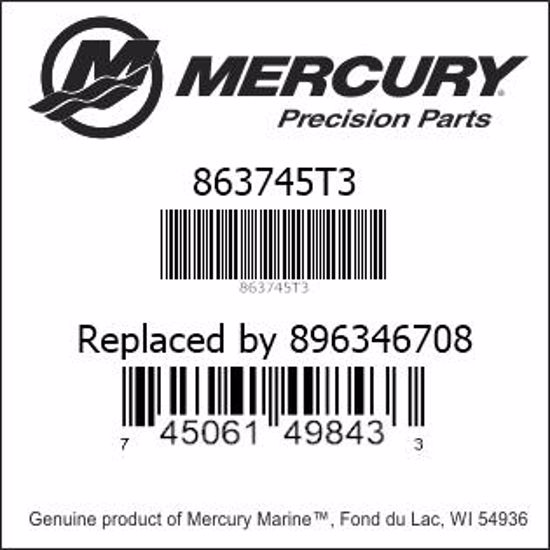 Bar codes for Mercury Marine part number 863745T3