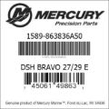 Bar codes for Mercury Marine part number 1589-863836A50