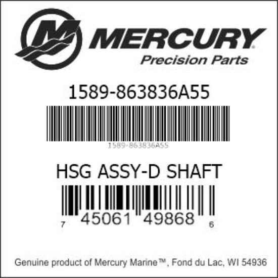Bar codes for Mercury Marine part number 1589-863836A55