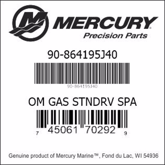 Bar codes for Mercury Marine part number 90-864195J40