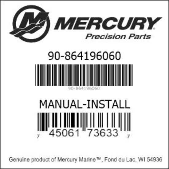 Bar codes for Mercury Marine part number 90-864196060