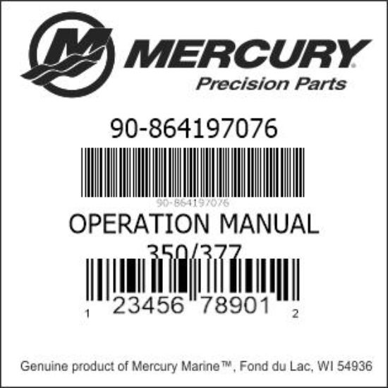 Bar codes for Mercury Marine part number 90-864197076