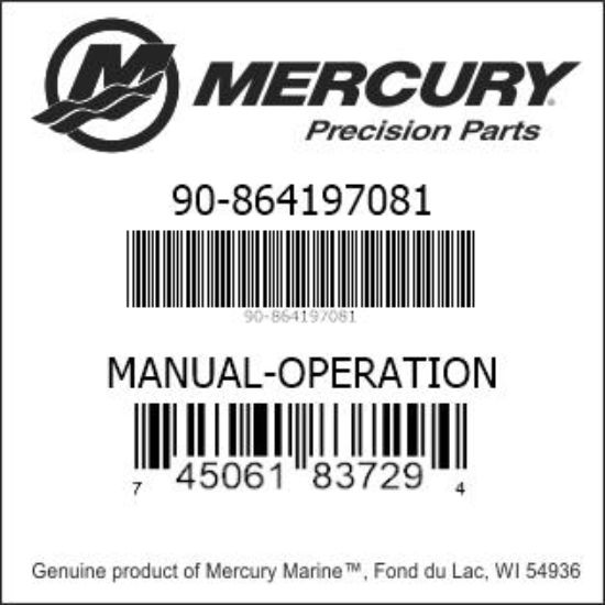 Bar codes for Mercury Marine part number 90-864197081