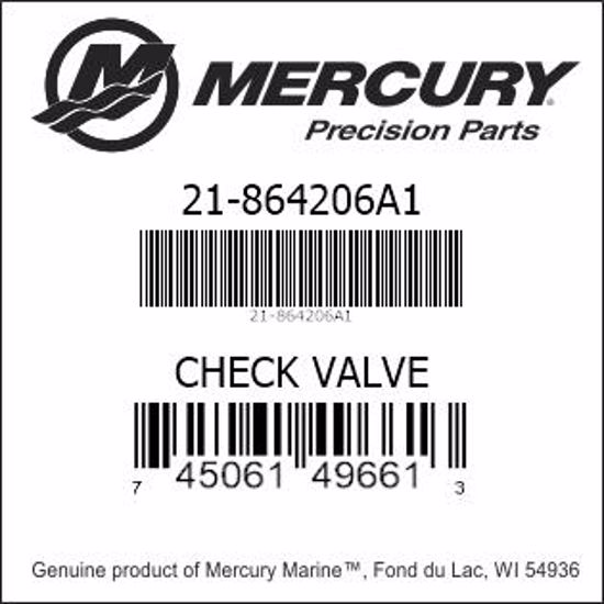 Bar codes for Mercury Marine part number 21-864206A1