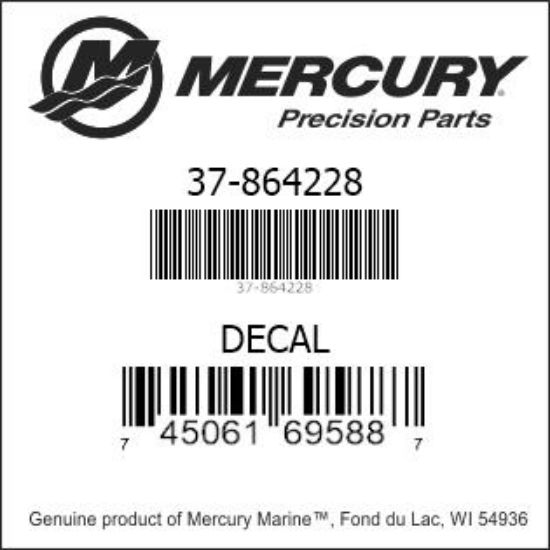 Bar codes for Mercury Marine part number 37-864228