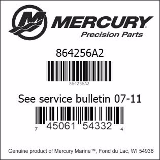 Bar codes for Mercury Marine part number 864256A2