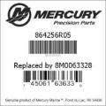 Bar codes for Mercury Marine part number 864256R05