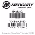 Bar codes for Mercury Marine part number 864281A01