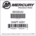Bar codes for Mercury Marine part number 864281A2