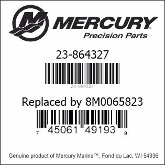 Bar codes for Mercury Marine part number 23-864327