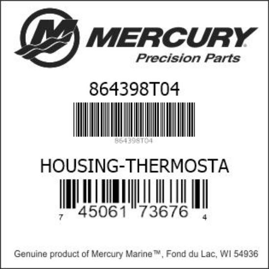Bar codes for Mercury Marine part number 864398T04