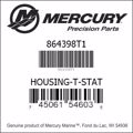 Bar codes for Mercury Marine part number 864398T1