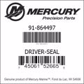 Bar codes for Mercury Marine part number 91-864497