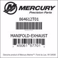 Bar codes for Mercury Marine part number 864612T01