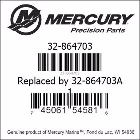 Bar codes for Mercury Marine part number 32-864703