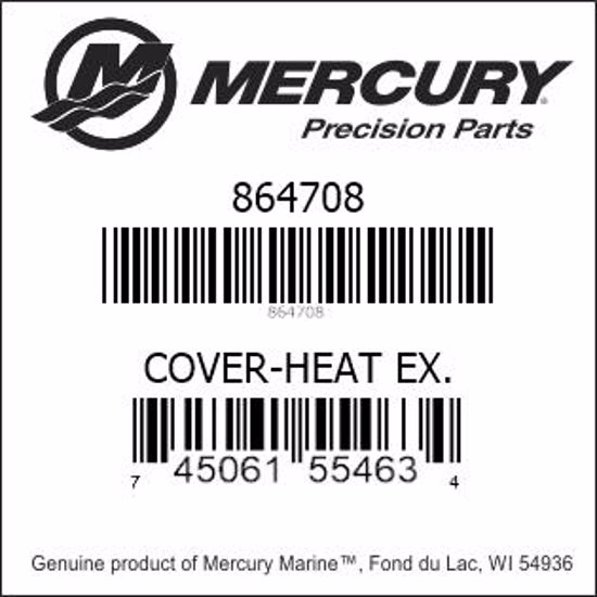 Bar codes for Mercury Marine part number 864708