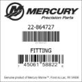 Bar codes for Mercury Marine part number 22-864727